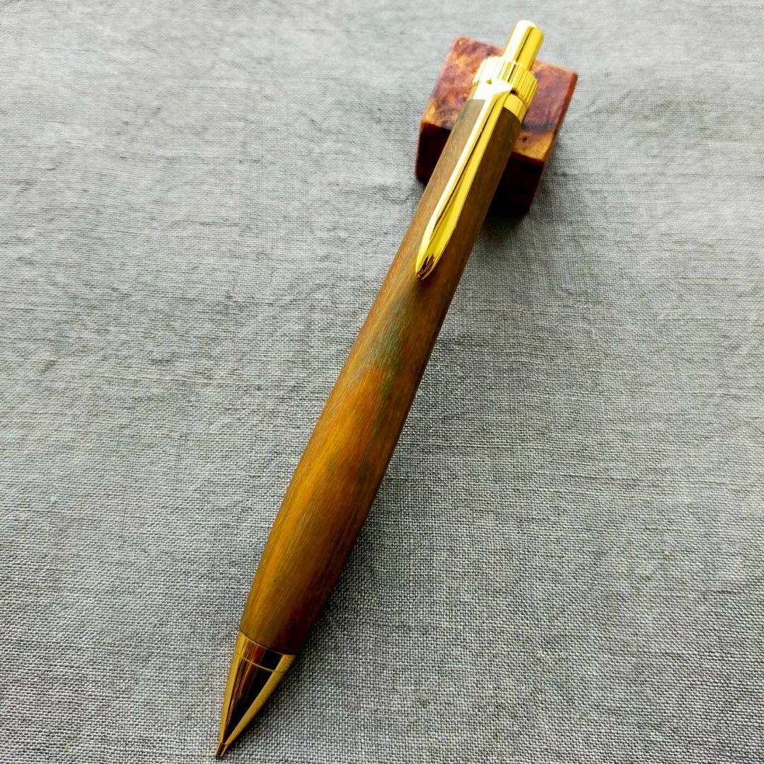 パロサント　ハンドメイド　木軸シャープペン　0.5mm　天然木　ゴールド