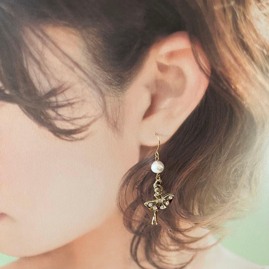 ☆❤️ 淡水パール　バレエ　バレリーナ　ピアス　イヤリング　ハンドメイド