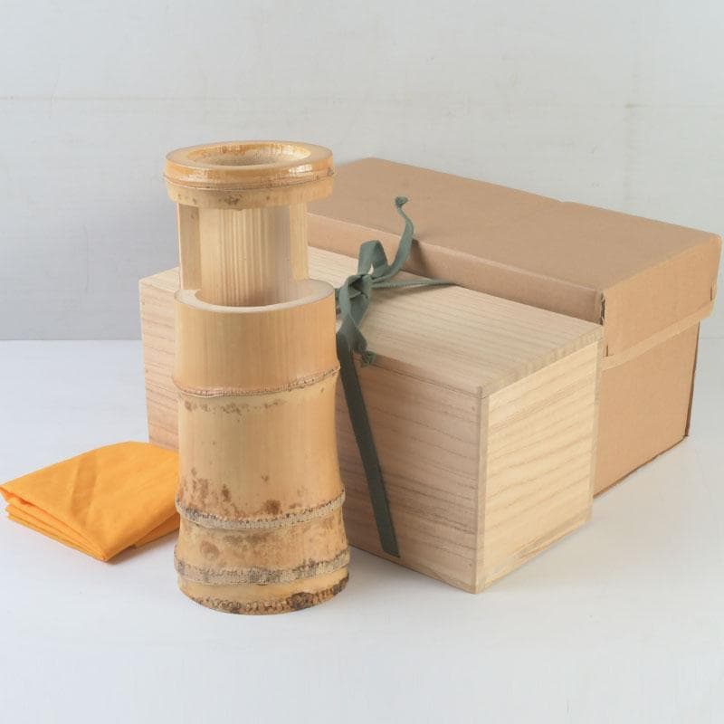 茶道具　竹一重切　花入　共箱　V　9914