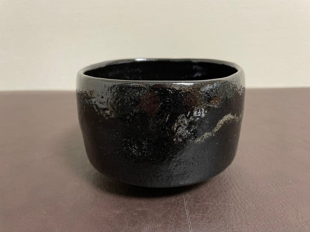 十代大樋長左衛門　黒茶盌　共箱　共布　栞　茶碗　大樋焼　楽茶碗　茶道具