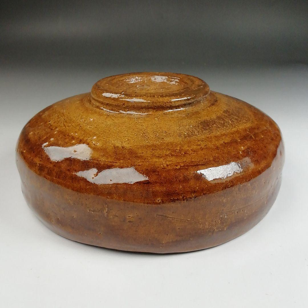 Ｗ２９４　茶碗　『大樋　飴釉』『平茶碗』『伊豆蔵正博 造』　共箱　抹茶碗　茶道具
