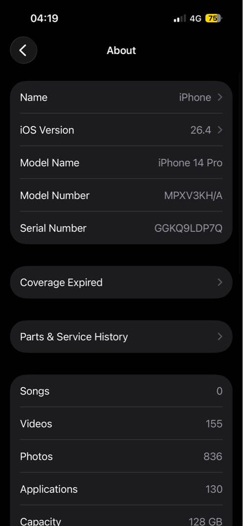 Apple iPhone 14 Pro 本体 裏画面割れ