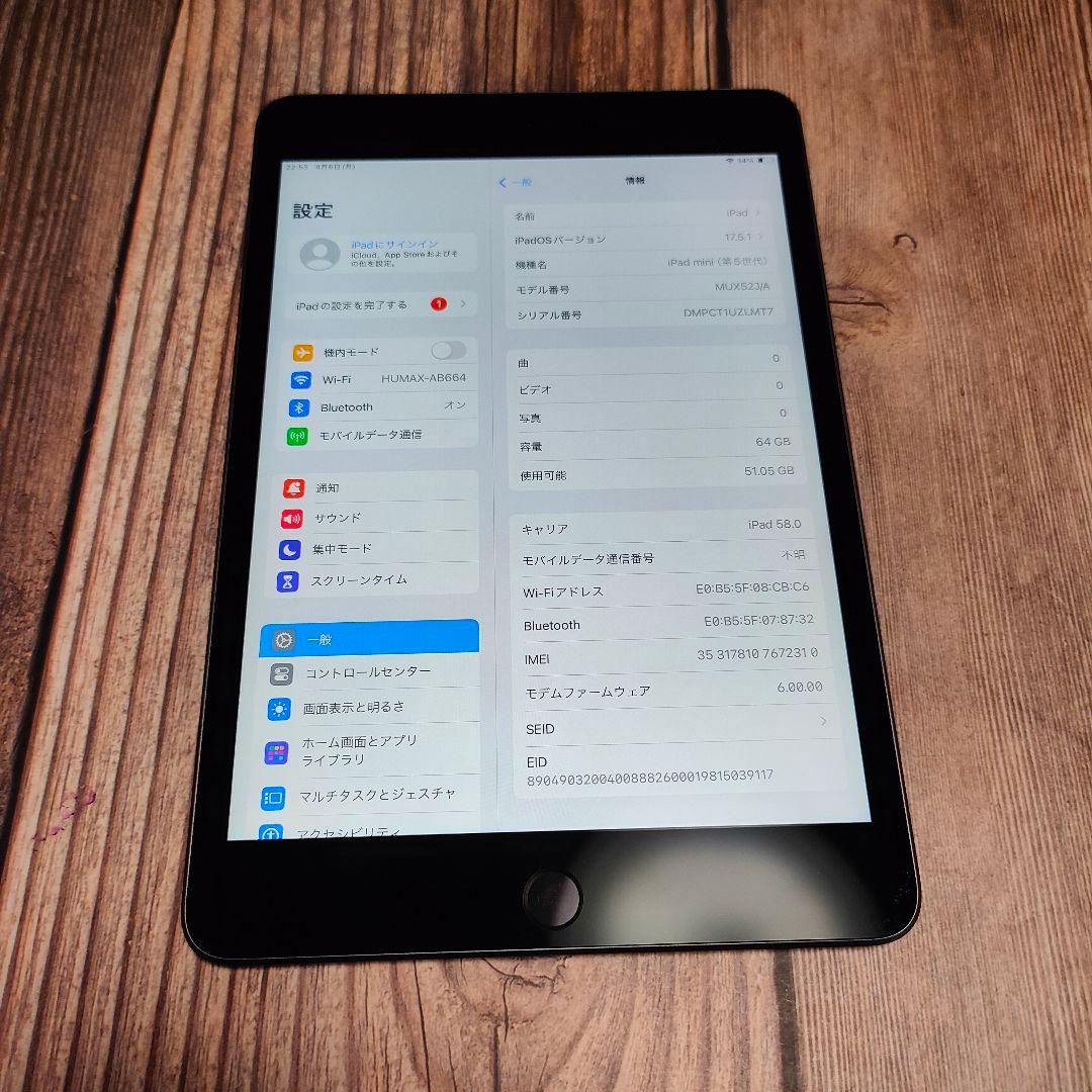 iPad mini 第5世代 64GB バッテリー90% 美品