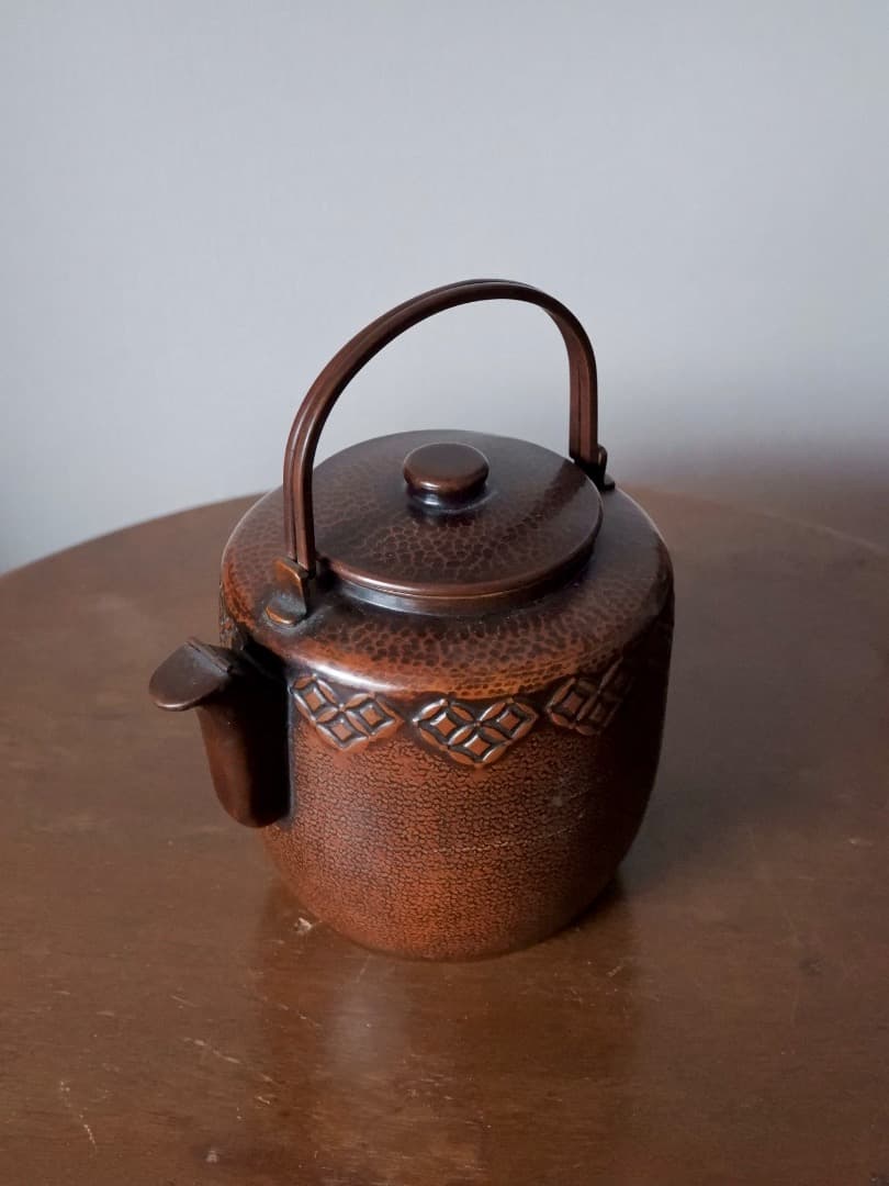 銅瓶　ヤカン　薬缶　湯沸　煎茶道具　銅製　水注　金属工芸　古道具Q2477