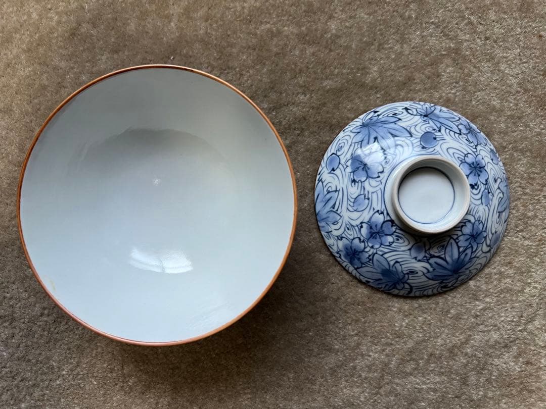 清水焼 伊万里 助田正峰 茶碗 染付 蓋付茶碗 蓋茶碗 和食器 民藝 JAPAN