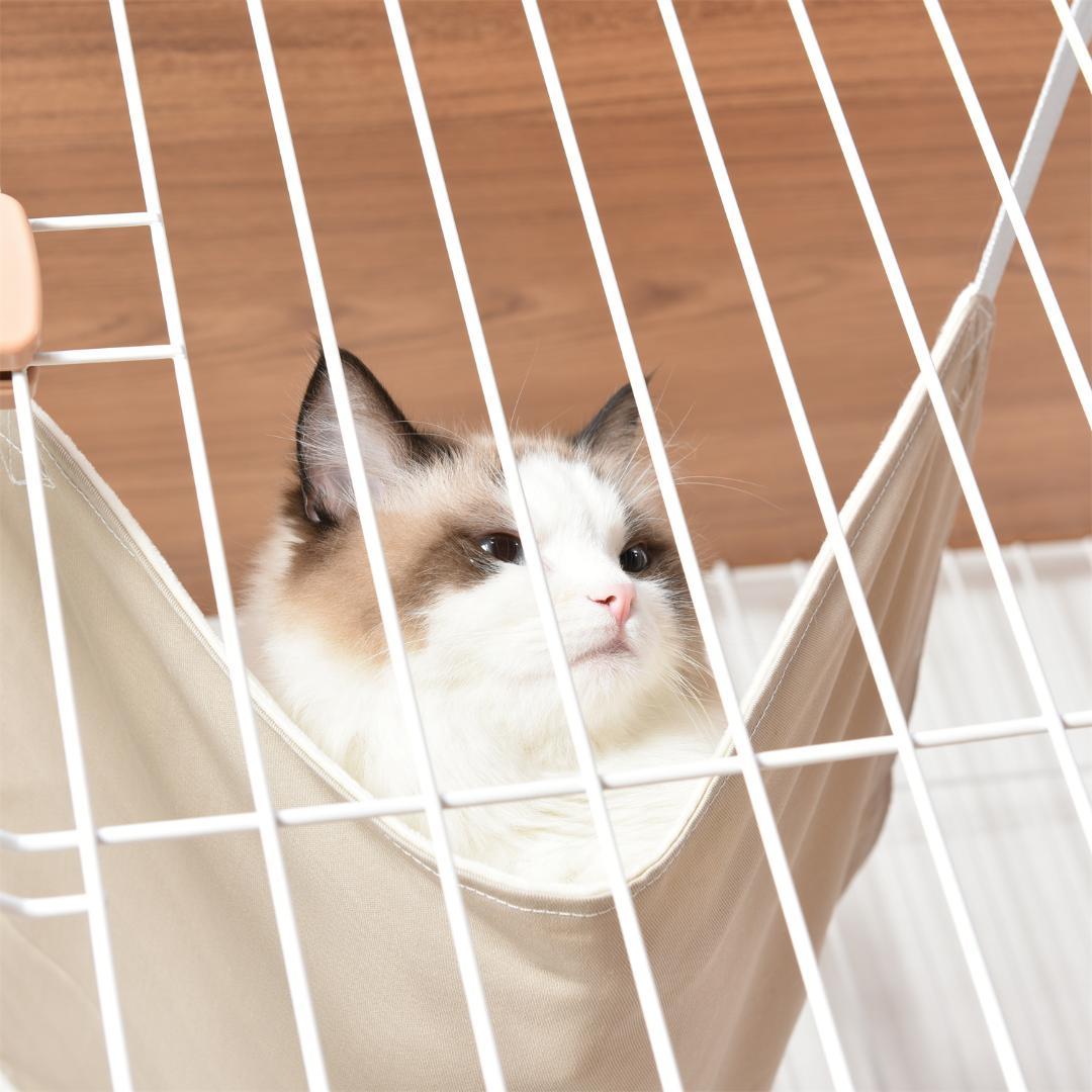 【新品】木製×スチール三段キャットケージ 多頭飼い対応 脱走防止 ナチュラル