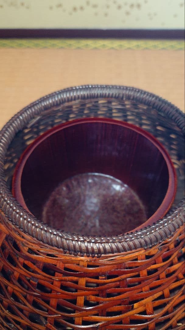 手付き花籠 竹製 花器 内容器付き [新品・未使用]