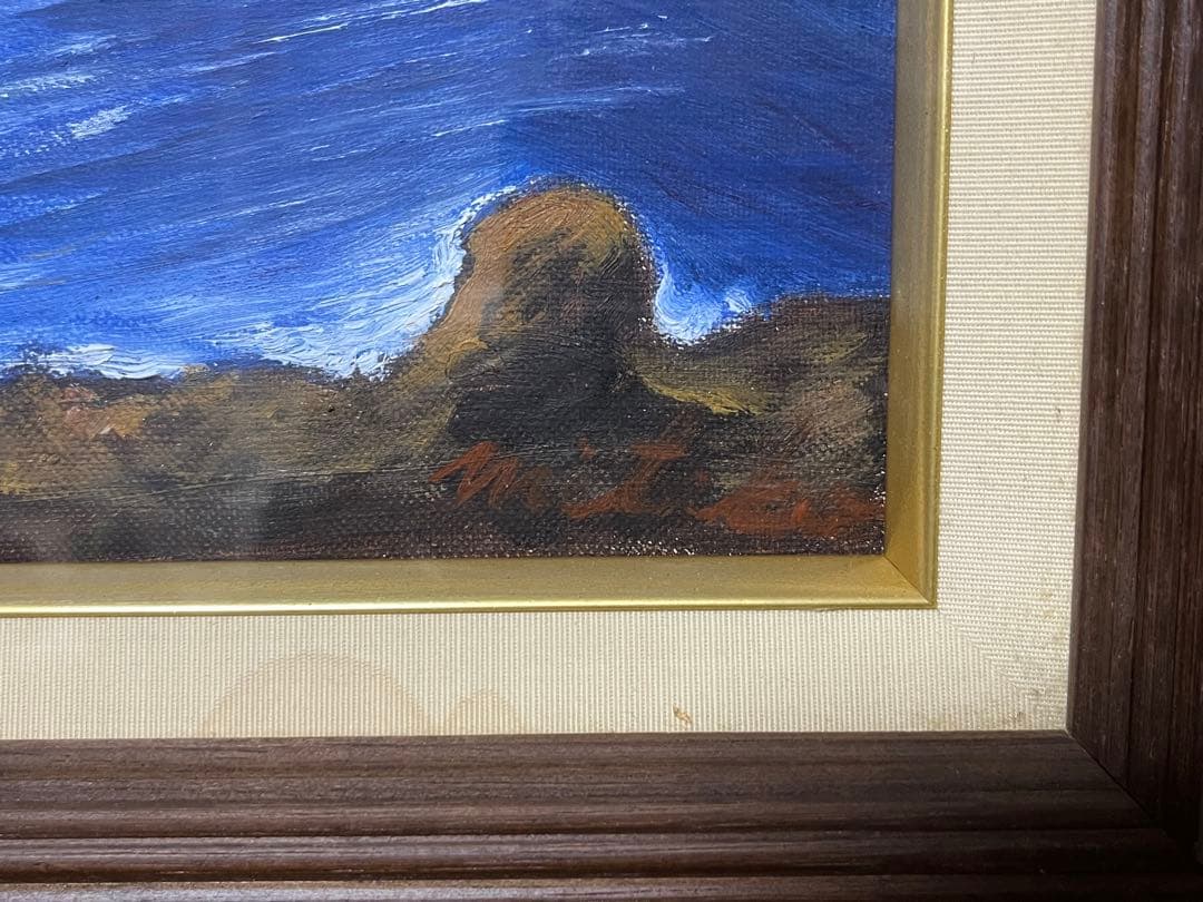 海景画 油彩 ダークブラウンフレーム F6