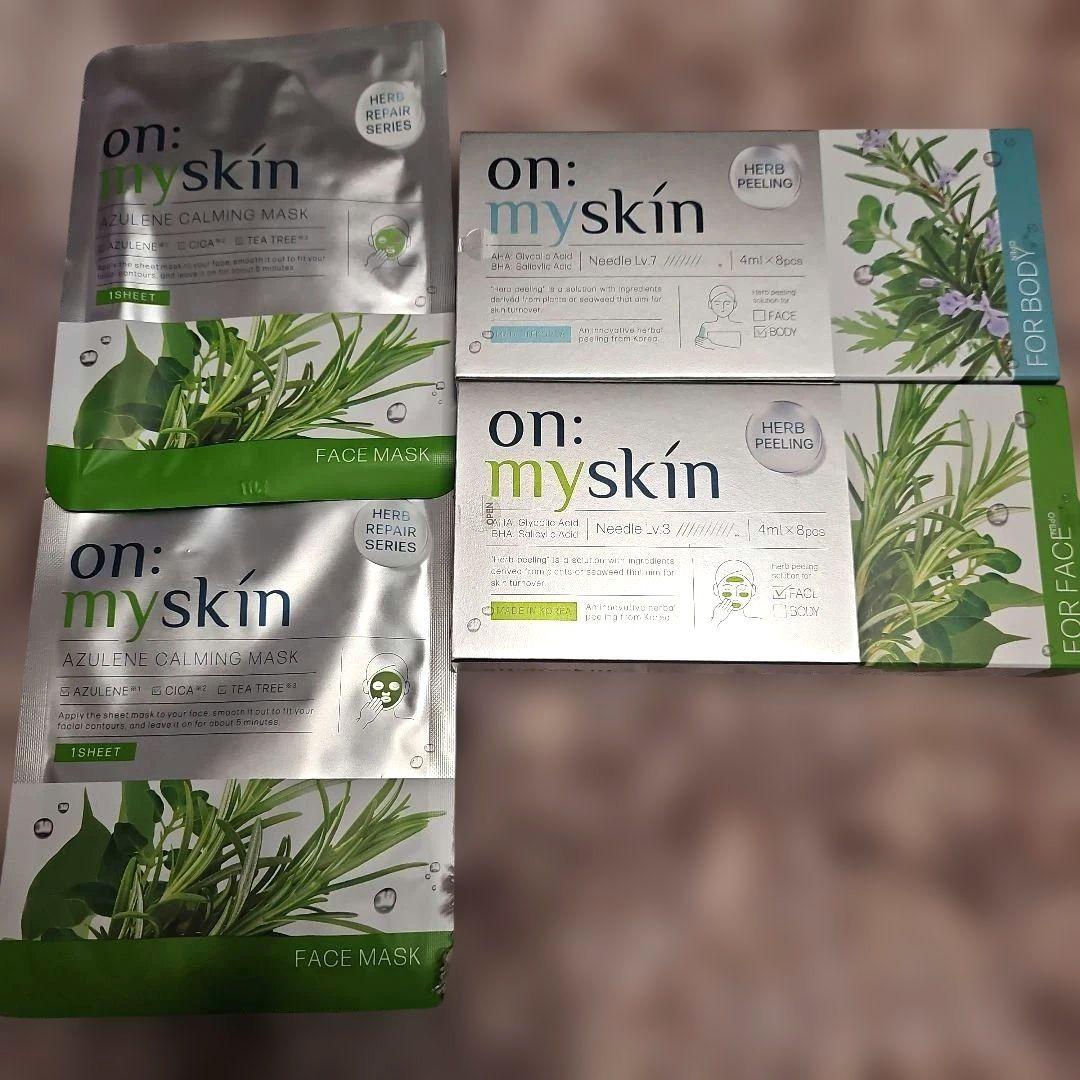 ☆新品☆on:myskin ハーブピーリング フェイス用+ボディ用+パック2枚