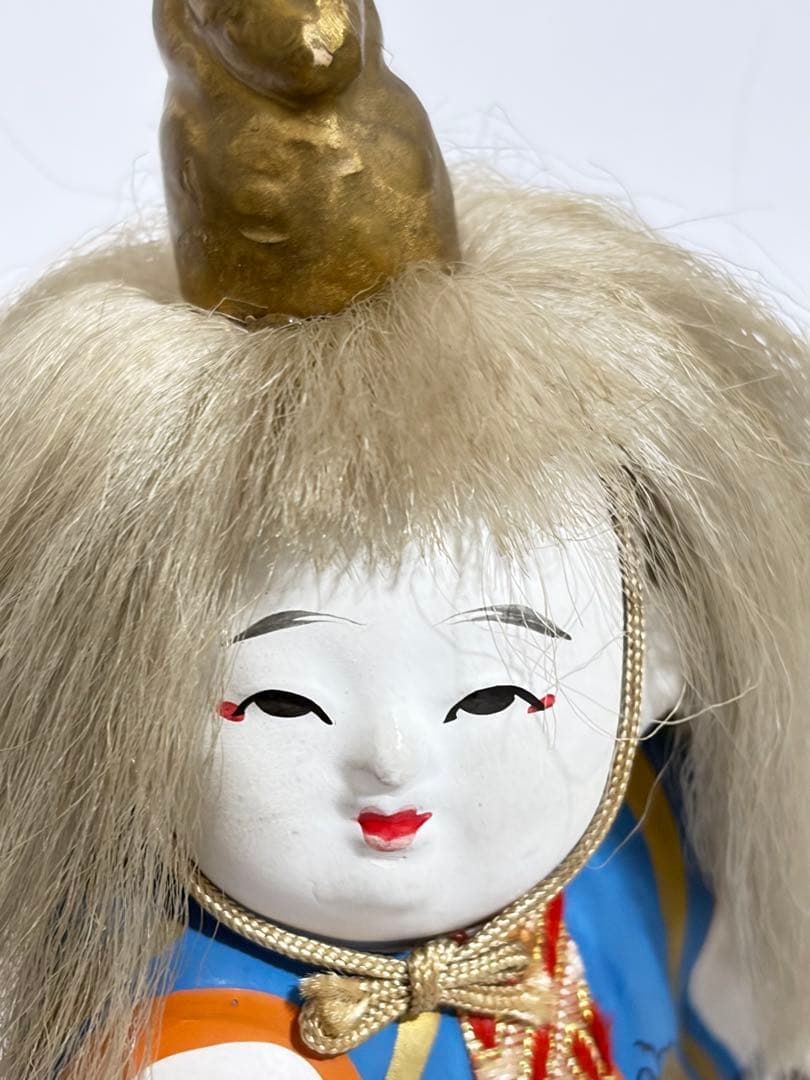 加賀人形 御所人形「小鍛冶」稲荷明神 狐 能人形 古作 高さ14cm