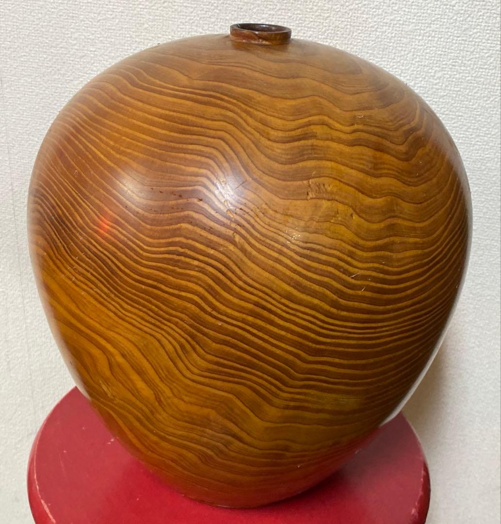 ！屋久杉　世界遺産　無垢材　壺型 装飾品 茶色　専用箱無し