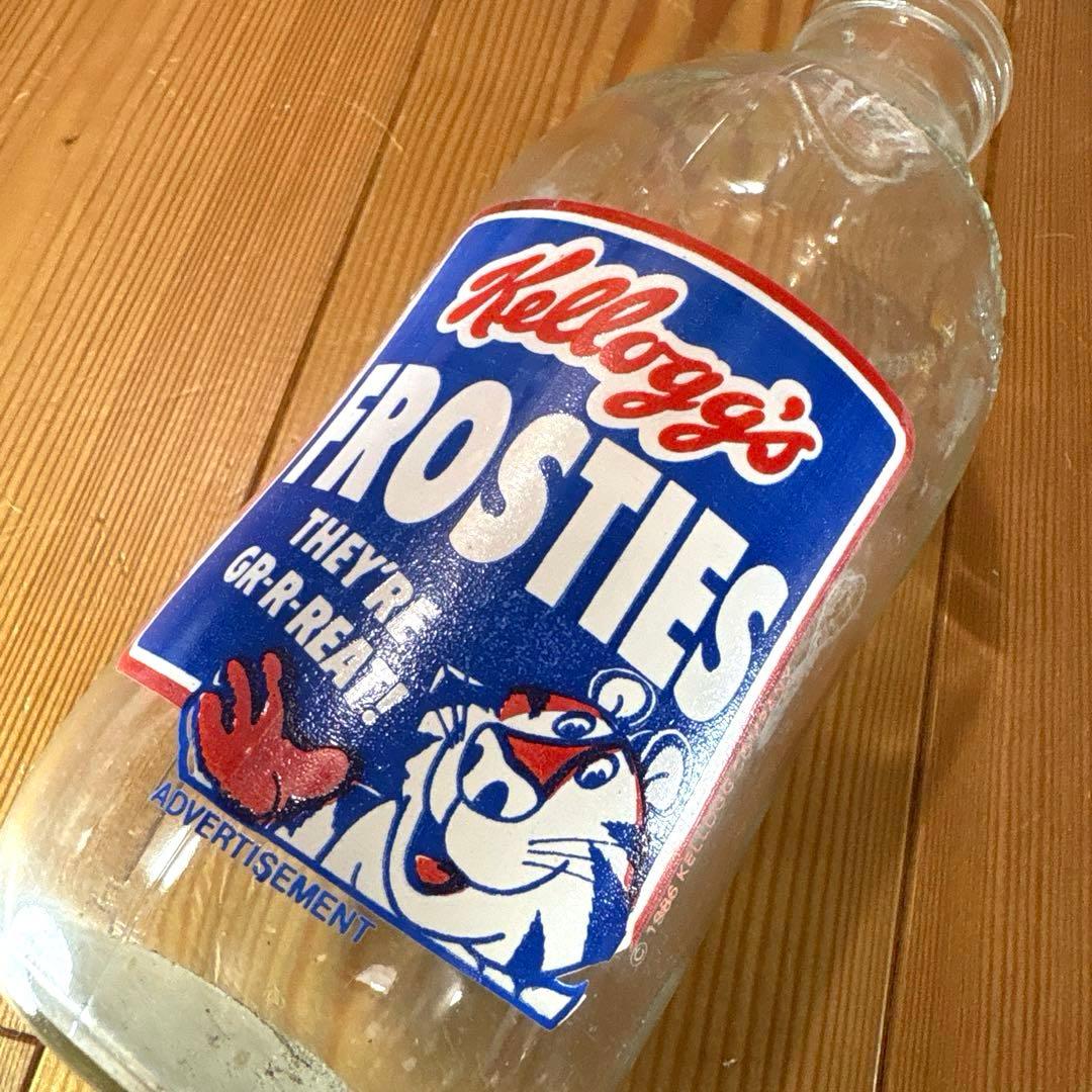 80年代　ケロッグ　牛乳瓶　アドバタイジング　ボトル　トニータイガー　ネスカフェ