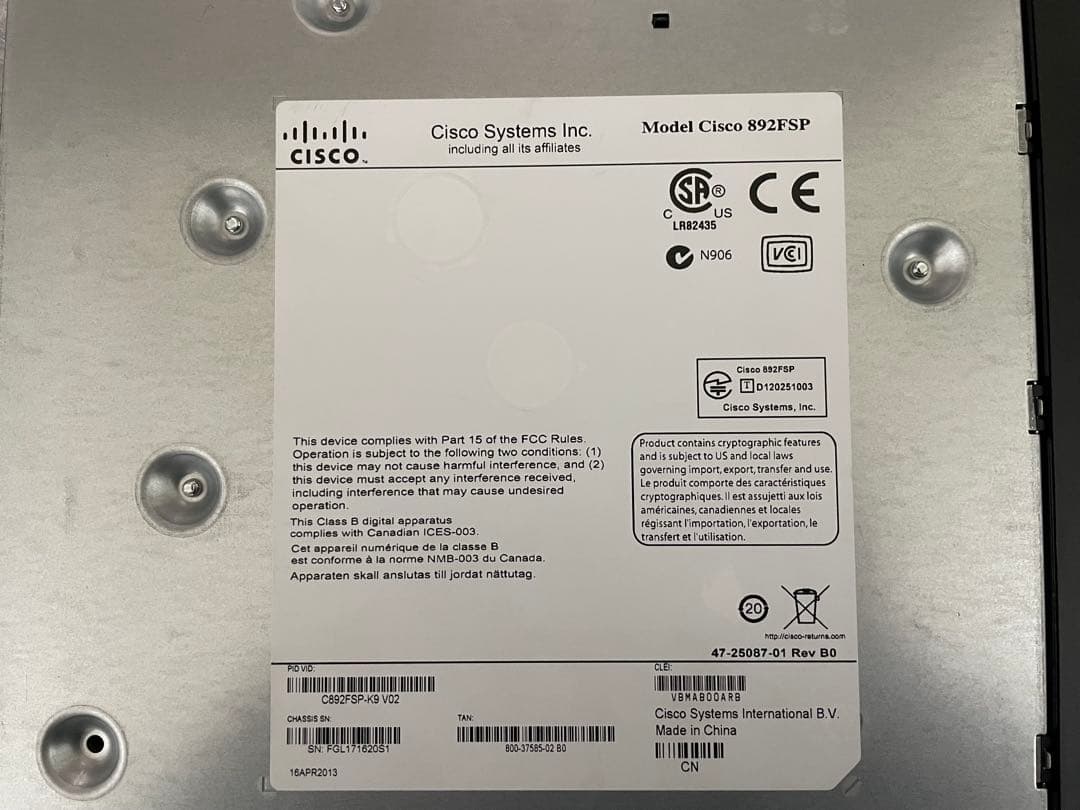 Cisco 890 Series ルーター C892FSP-K9 アダプタ付