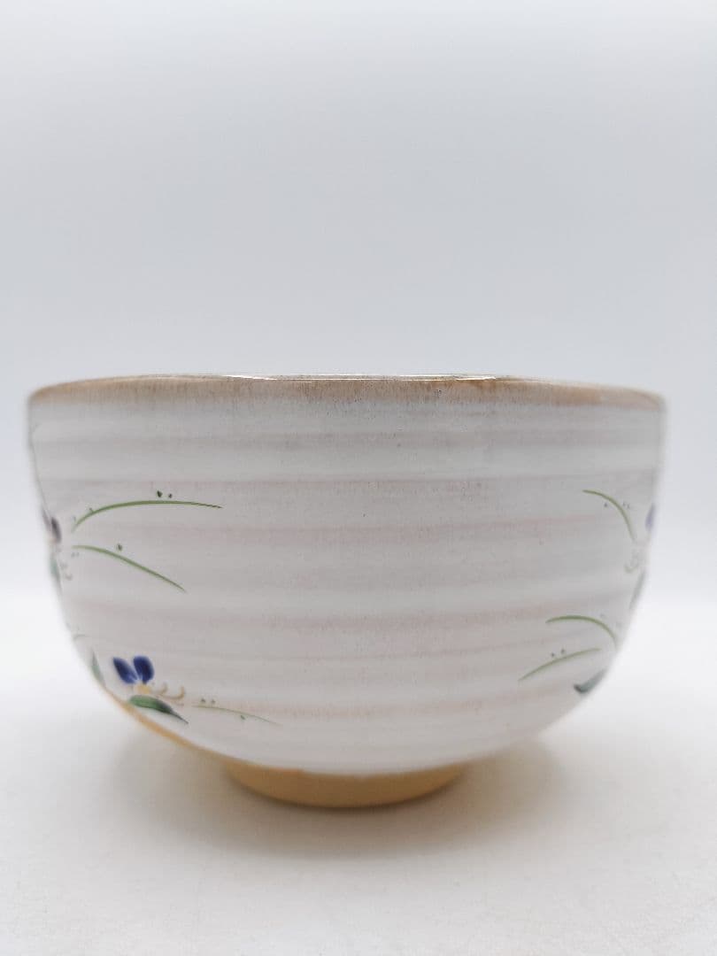 c973【新品・未使用】茶碗 灰釉露草絵 中村良二 木箱 茶道具