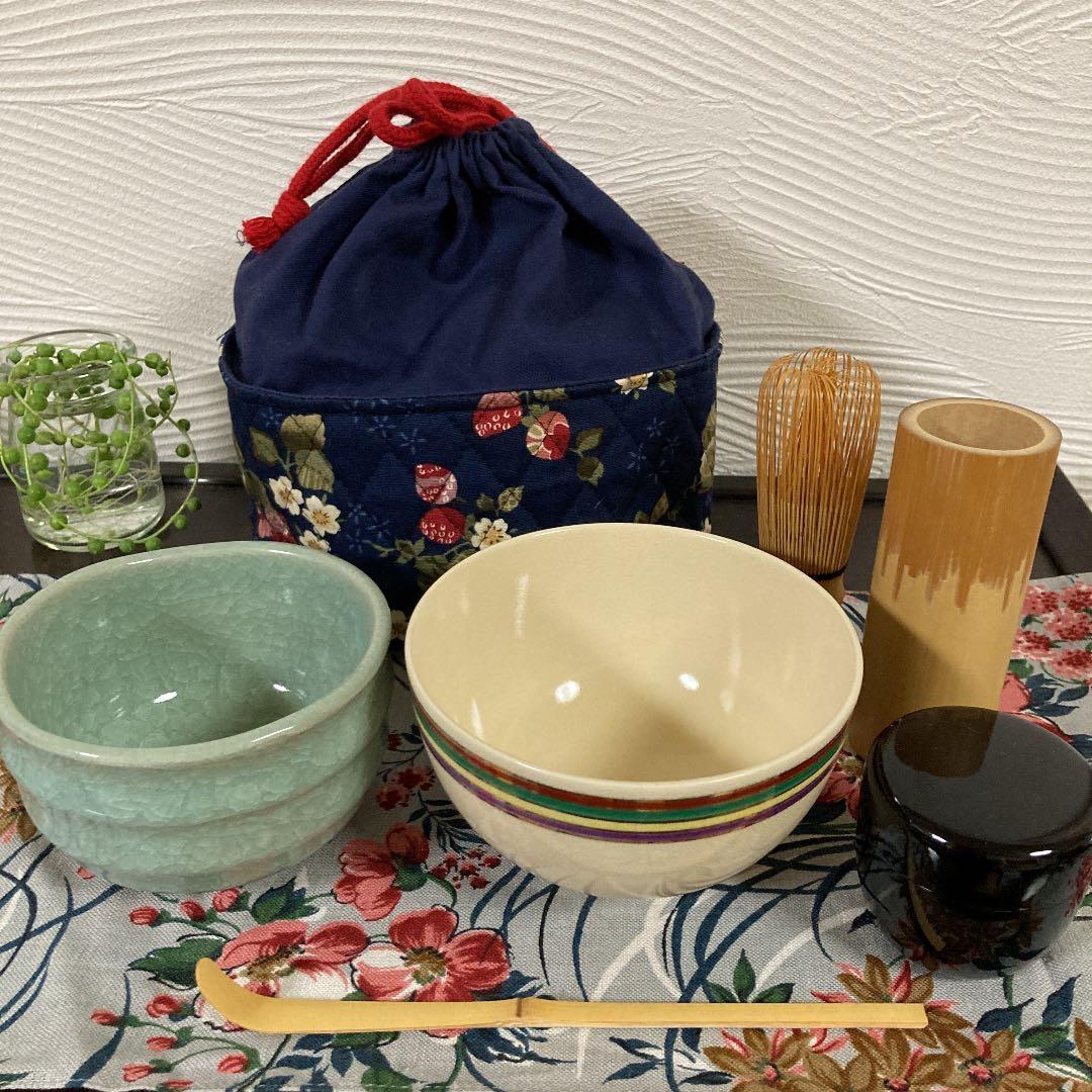 茶道具　野天用　巾着入りセット