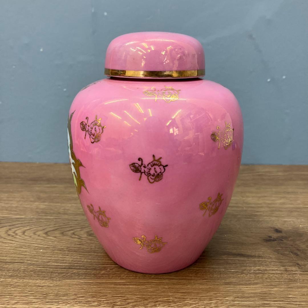 E-2 ビンテージ メルローズ Melroses 陶器 ジンジャージャー ピンク
