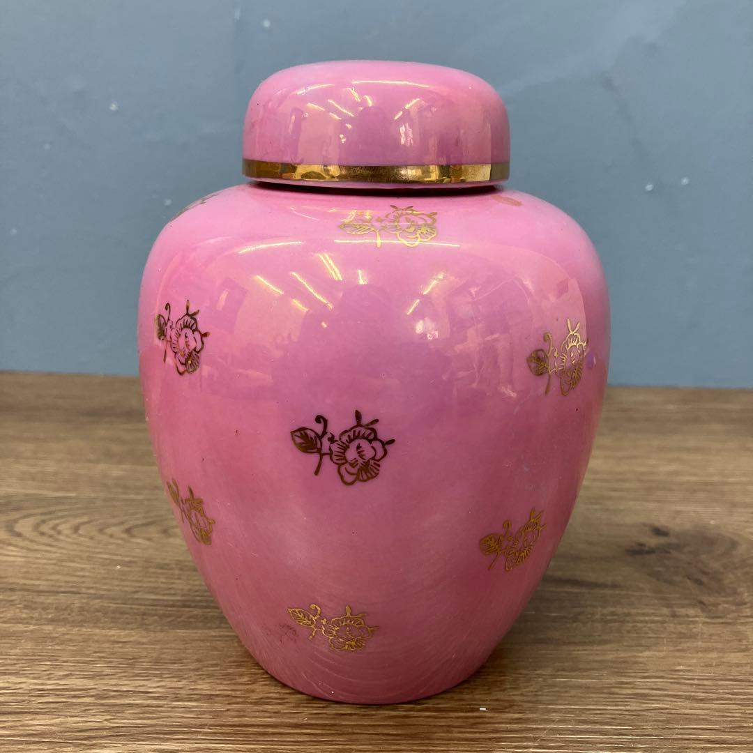 E-2 ビンテージ メルローズ Melroses 陶器 ジンジャージャー ピンク
