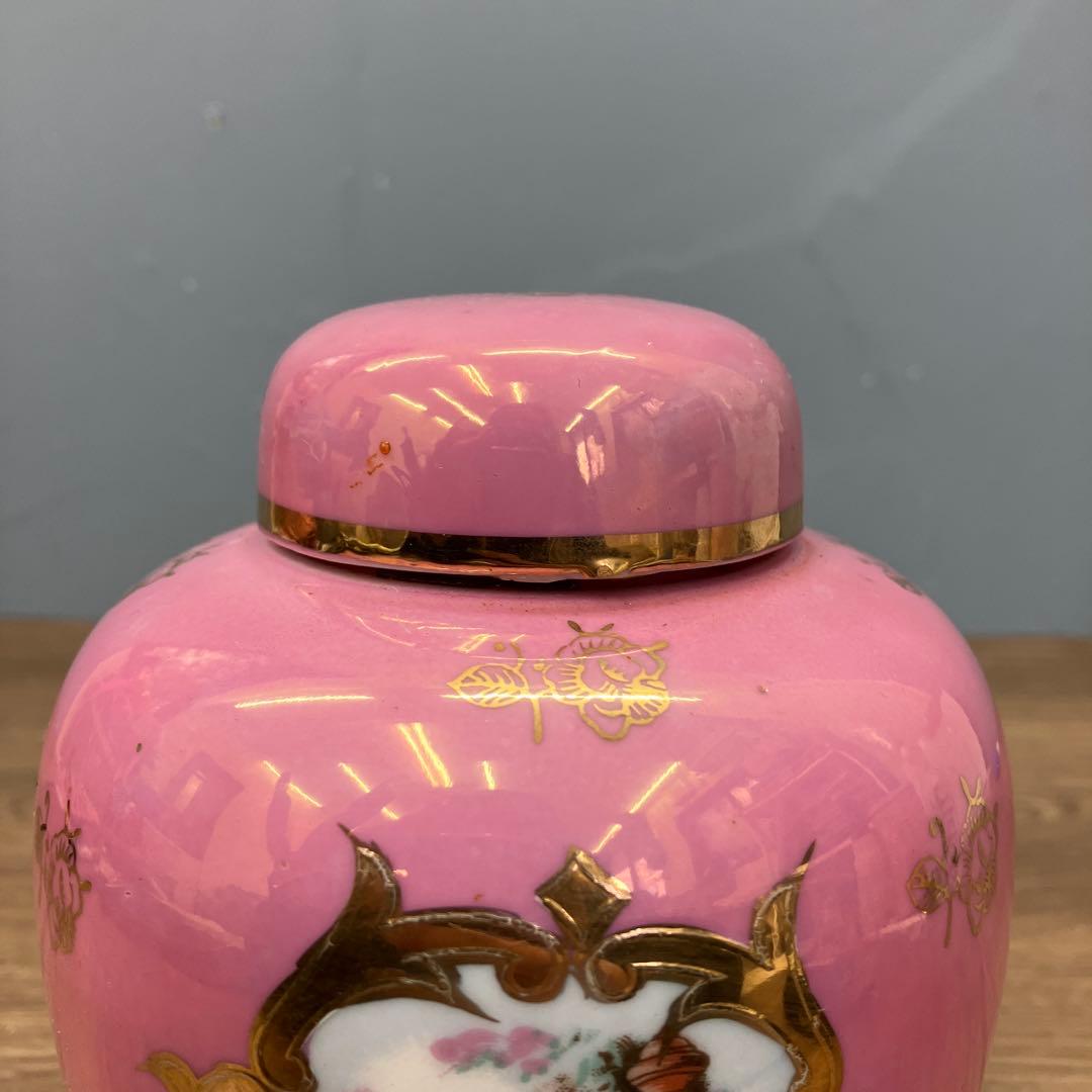 E-2 ビンテージ メルローズ Melroses 陶器 ジンジャージャー ピンク