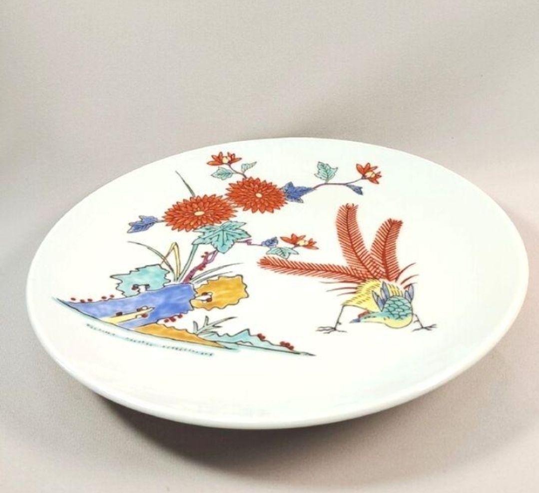 有田焼　花鳥紋　大皿　飾皿　25.2cm　絵皿　置物　美品　インテリア