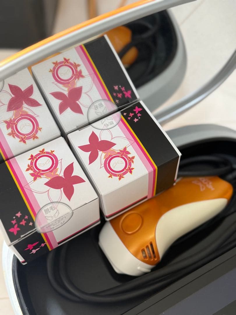 KE-NON 脱毛器 オレンジ色 カートリッジ4個付き