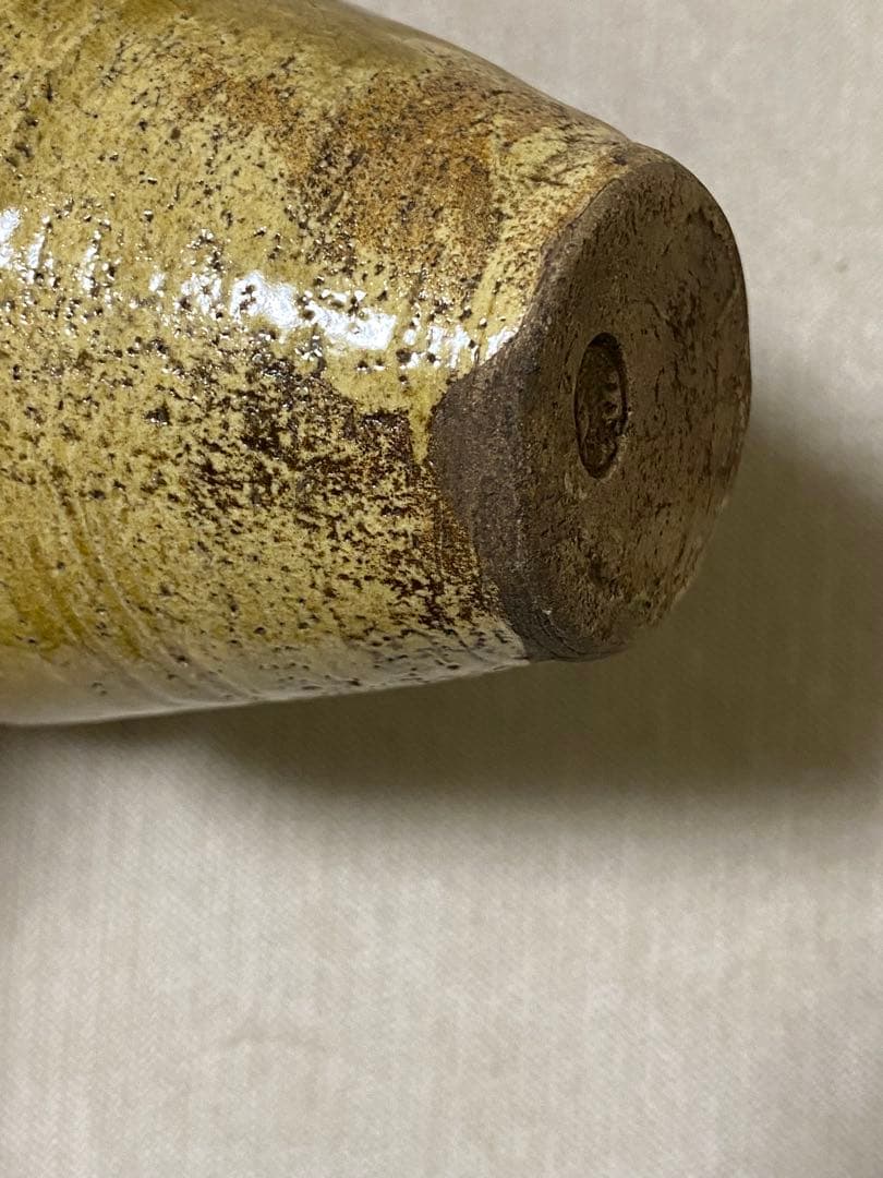 黄濑户茶入茶道具　肩衝茶入　仕覆付き　箱付 濃茶用　小壺　アンティーク　お濃茶器