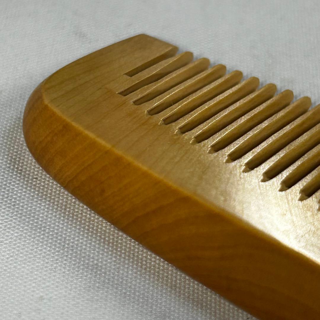 純つげ　本柘植　ツゲ　解き櫛　クシ　中荒　未使用　椿油仕上げ　16.5cm