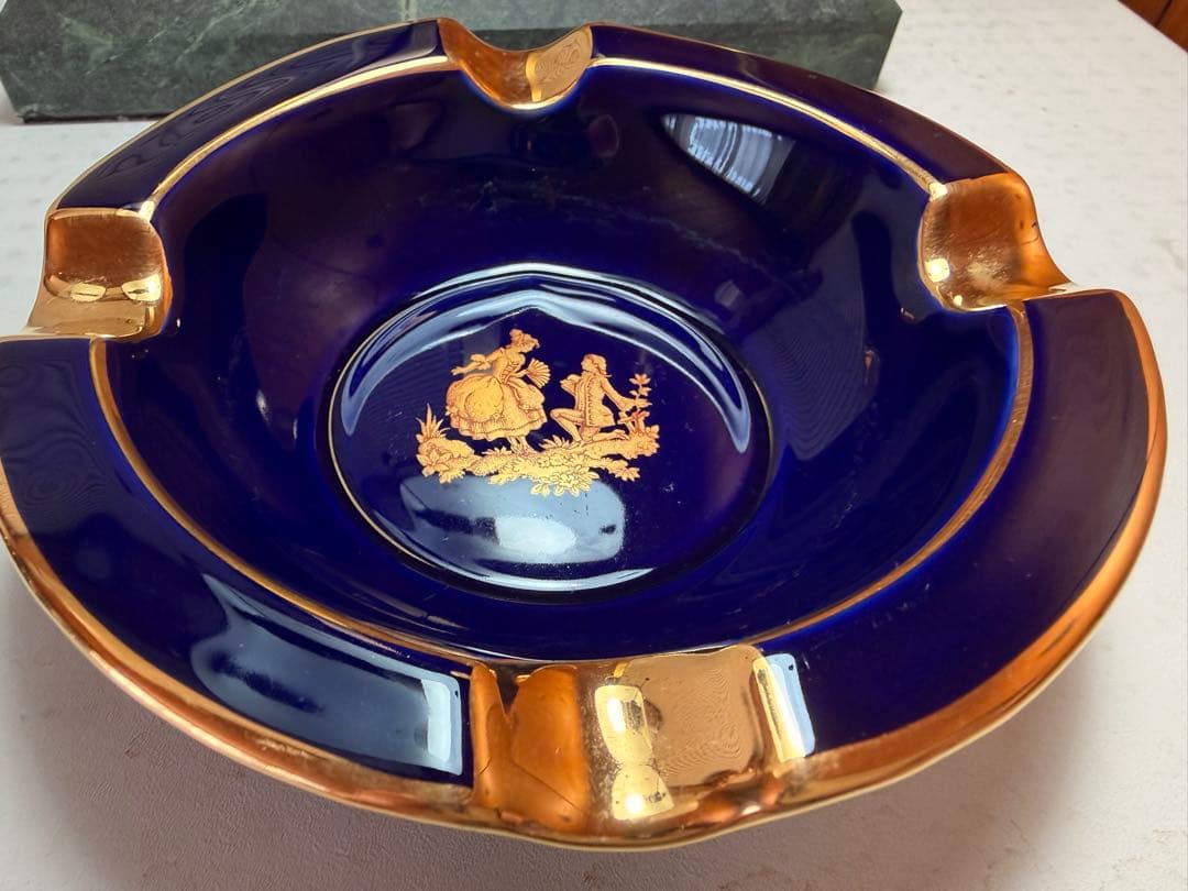 【希少/40年物】リモージュ磁器 コバルトブルー 金彩 ティーセット 6点