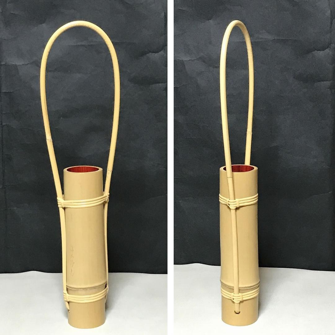白竹 通筒花入 生野徳三 共箱 花入 茶道具 【k3446】
