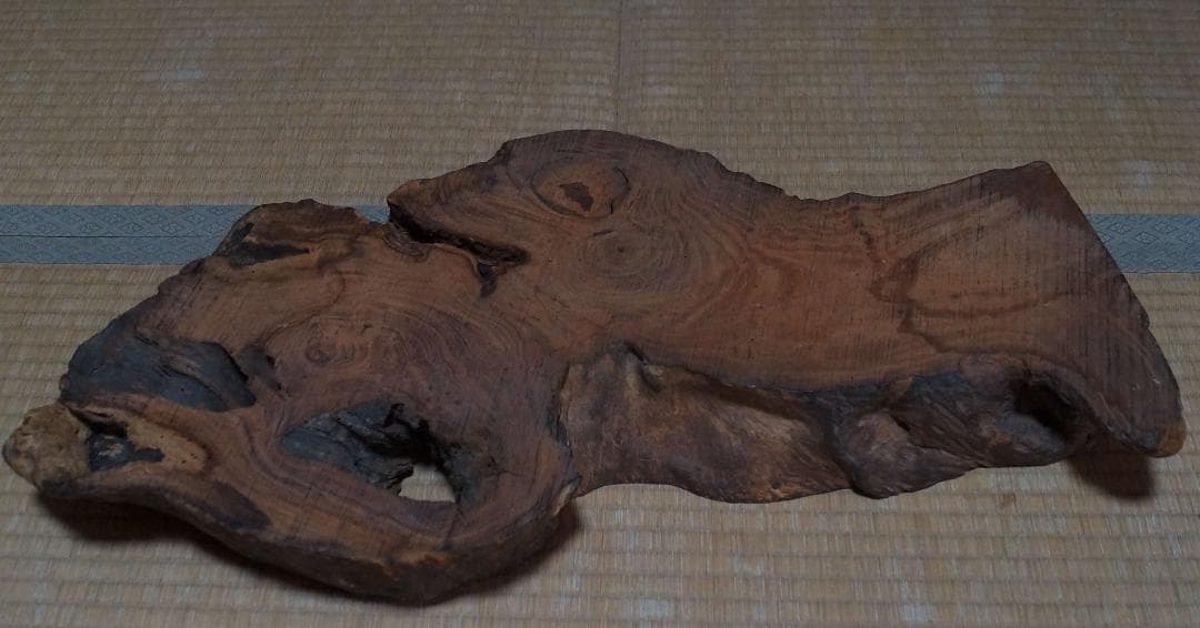 古欅 一枚板 花台 飾台 敷板 盆栽台 香炉台自然体 重6.4ｋg★美しい木目