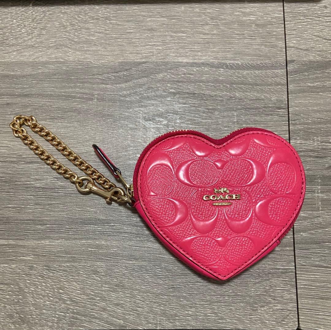 COACH ハート型チェーン付きケース カードケース ミニポーチ