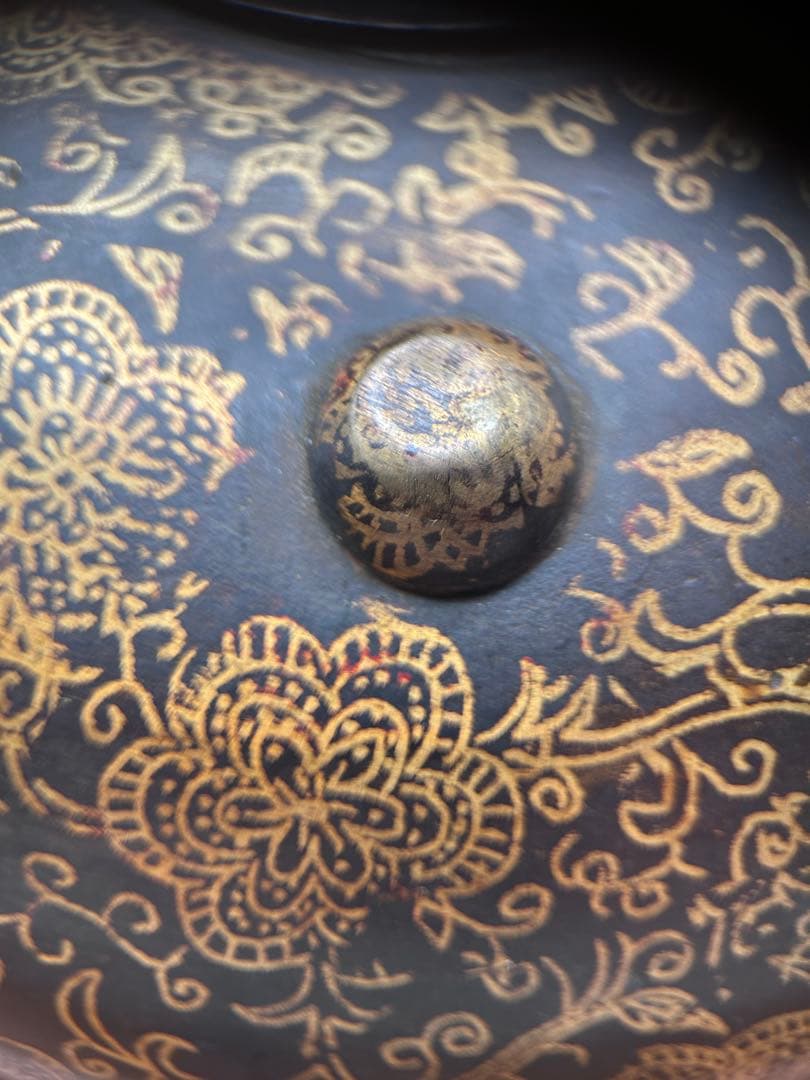 【大清乾隆年製】金彩唐草文 銅製　543g 重厚 骨董 古美術　湯婆（湯たんぽ）