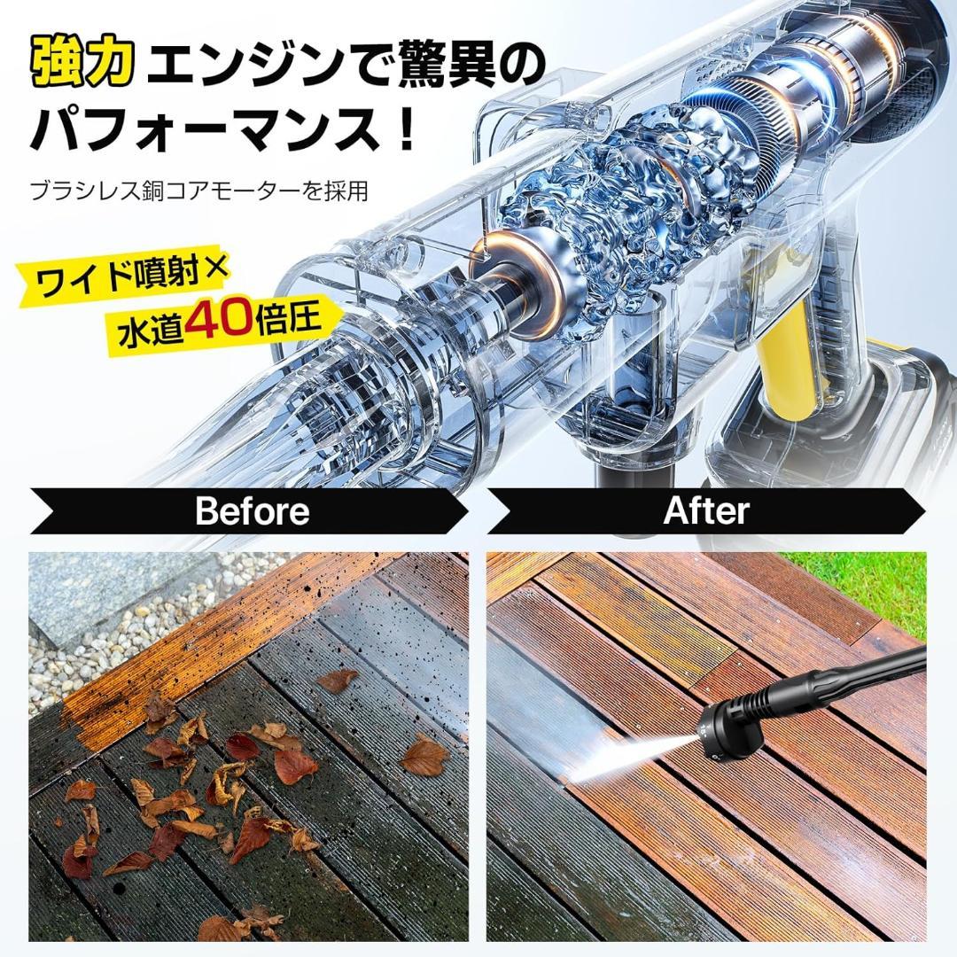 2025最新✨高圧洗浄機 コードレス 充電式 バッテリー式 洗車機 節水　10M