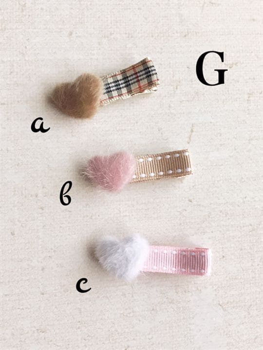 ベビー ヘアクリップG もこもこ ファー ハート
