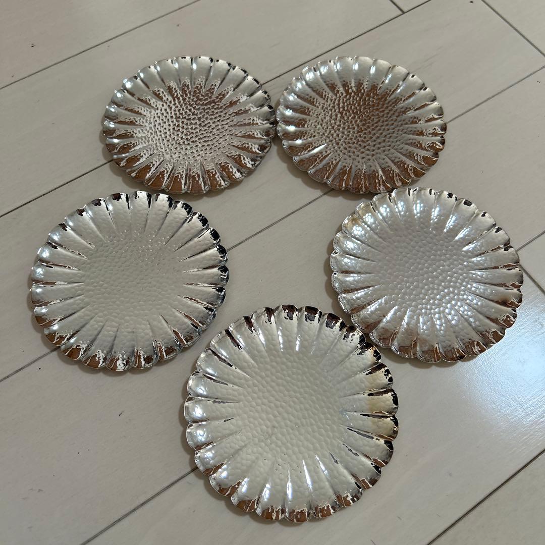 新品◆①喜久彫　銘々皿　銀　WAKO アンティーク食器　ヴィンテージ