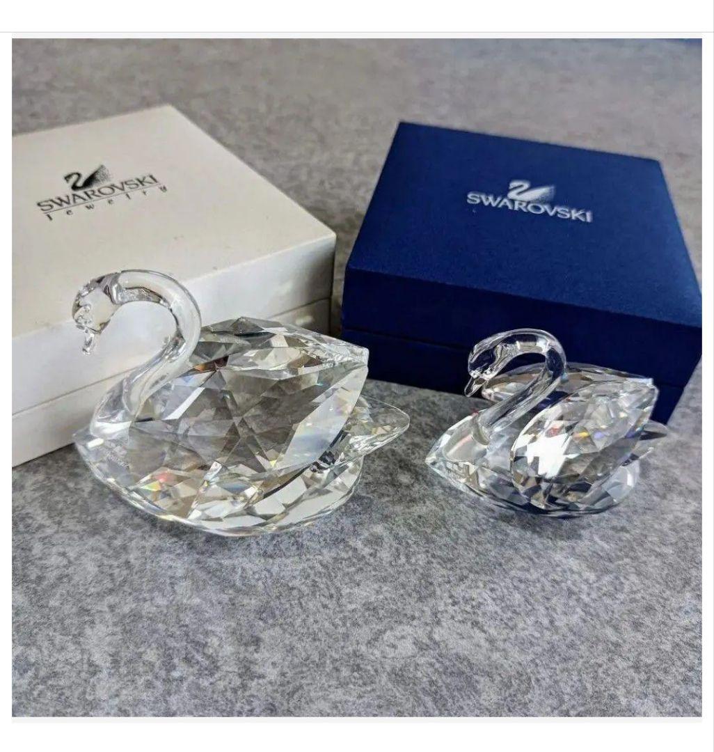 【可愛い白鳥の親子☘】SWAROVSKI スワロフスキー クリスタル インテリア