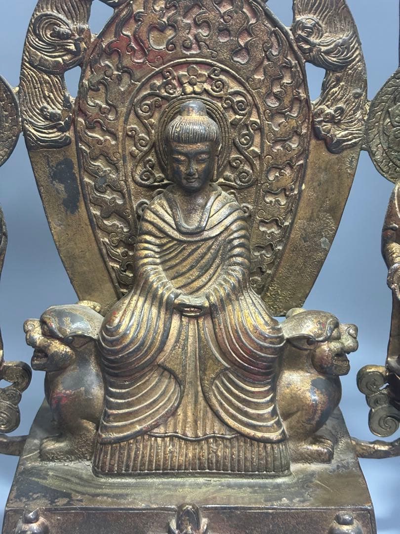 (期間セール)仏教古美術 純銅 文化遺産 文化財仏像伝承　 中央に仏と菩薩像