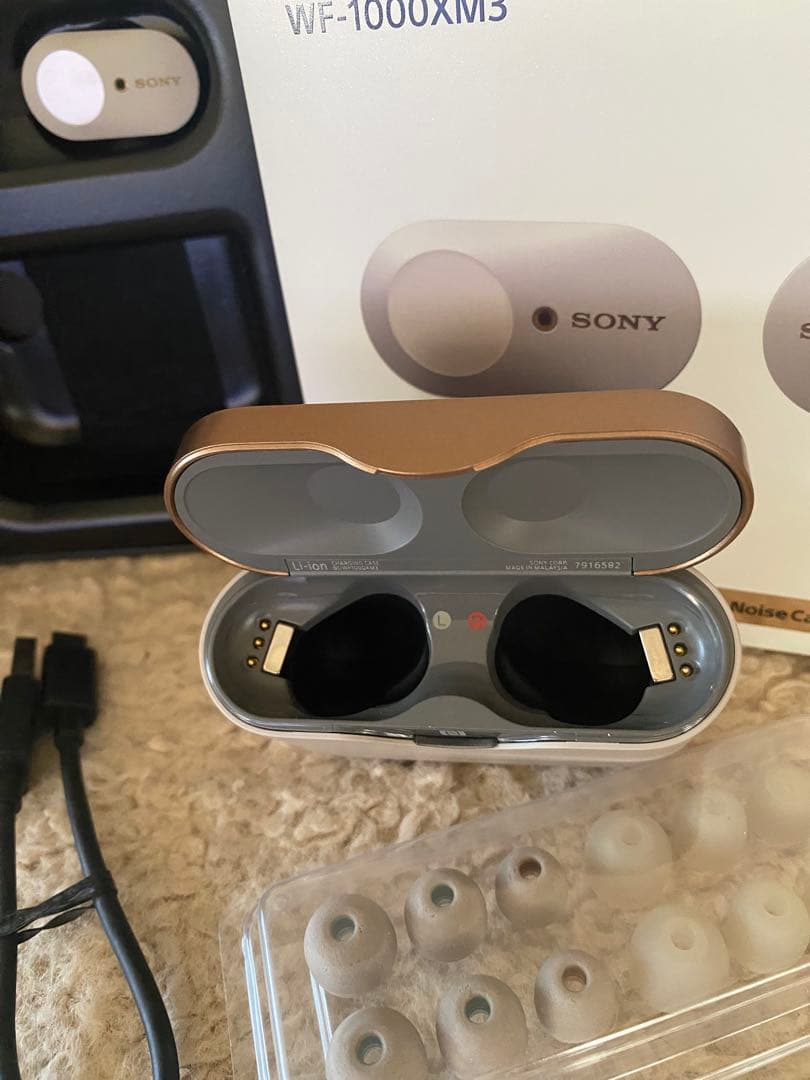 【美品】SONY WF-1000XM3 ワイヤレスイヤホン　プラチナシルバー