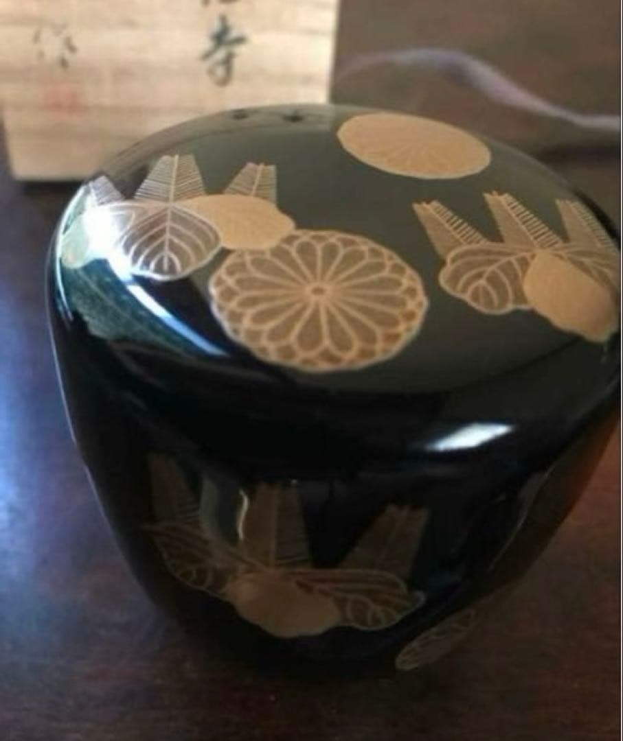 美品　茶道具　蒔絵　茶入れ　桂作　茶器　共箱付き