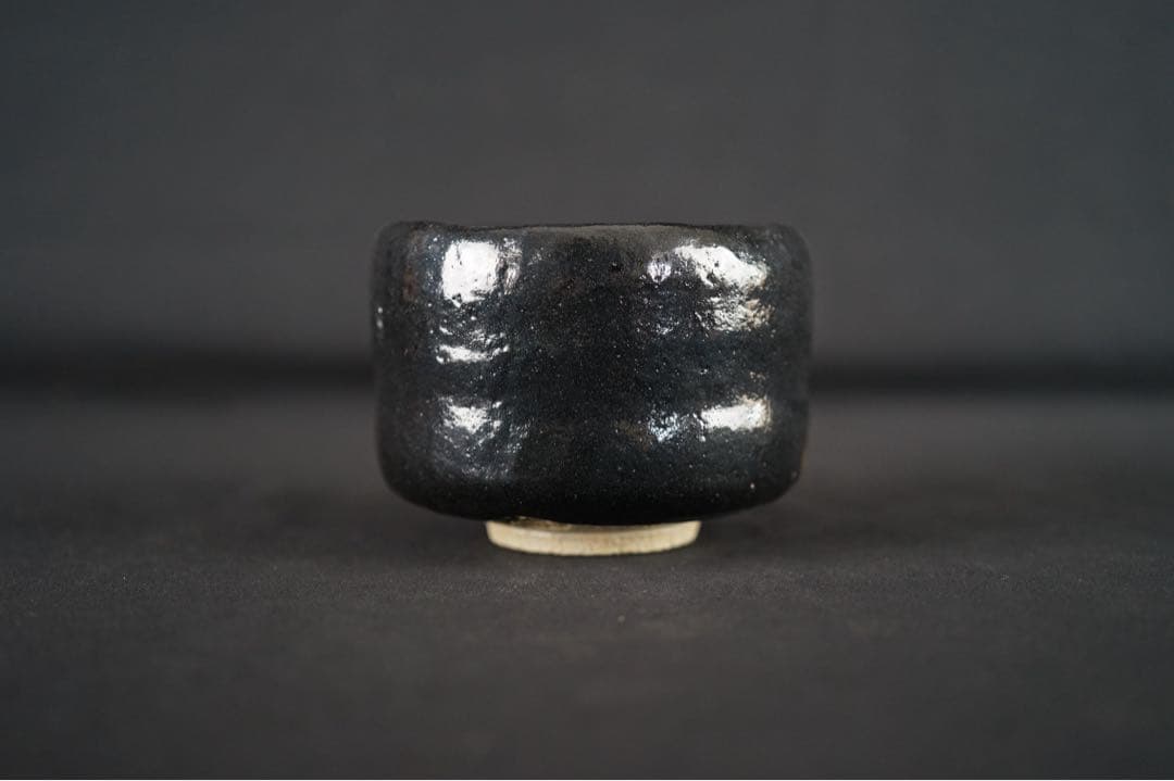 佐々木松楽 鶴の絵 黒楽 茶碗 茶道具