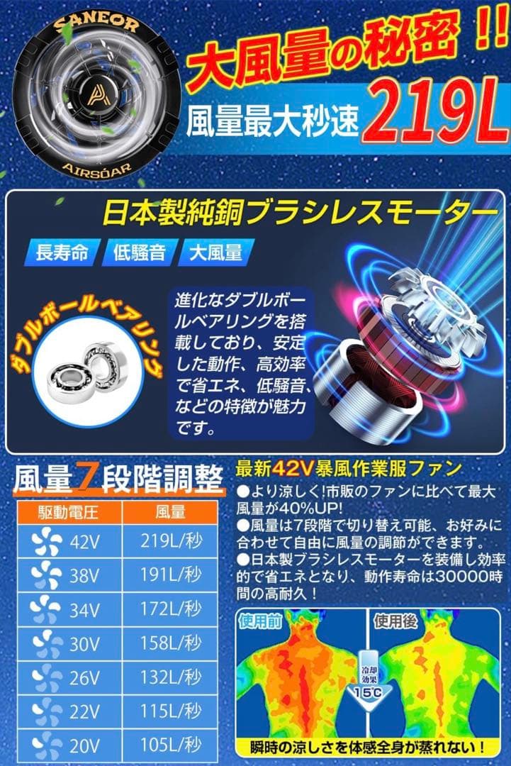 【2025年新登場】　空調服　ファン　42V　40500mAh　2個セット