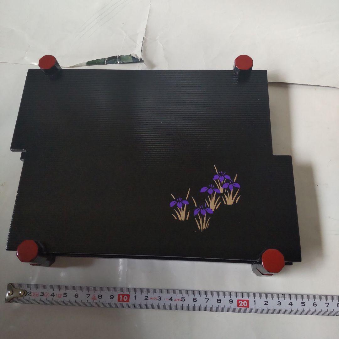黒塗 漆器 八ツ橋 折敷 おしき 木製トレイ 2客組 美品 です。