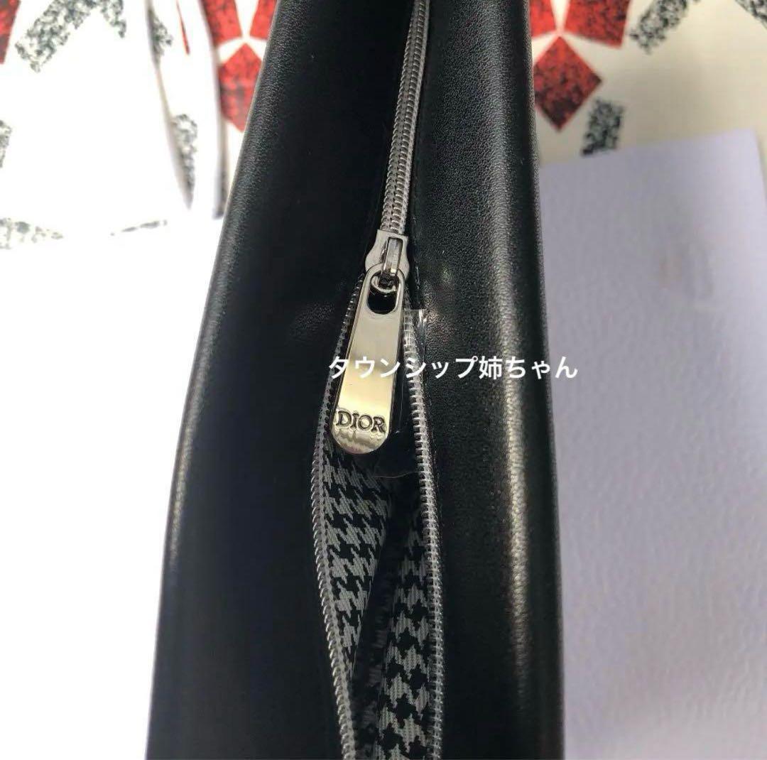 ディオール　ノベルティ　レザーポーチ　ブラック　千鳥格子柄 箱付き正規品