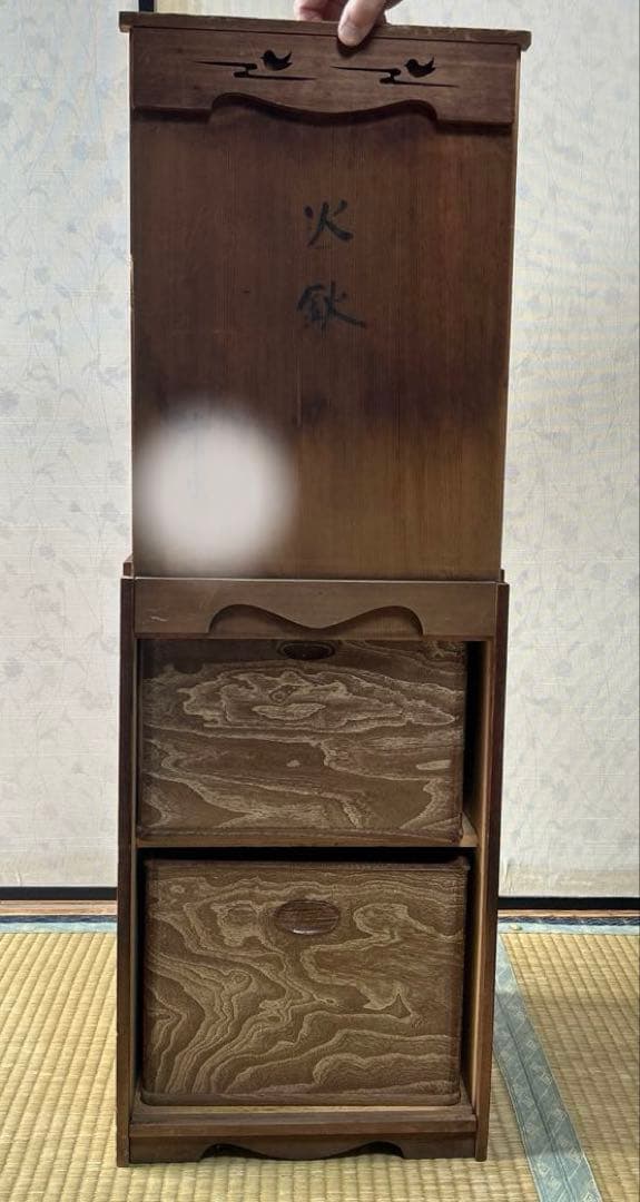 木製箱付きアンティーク火鉢2個