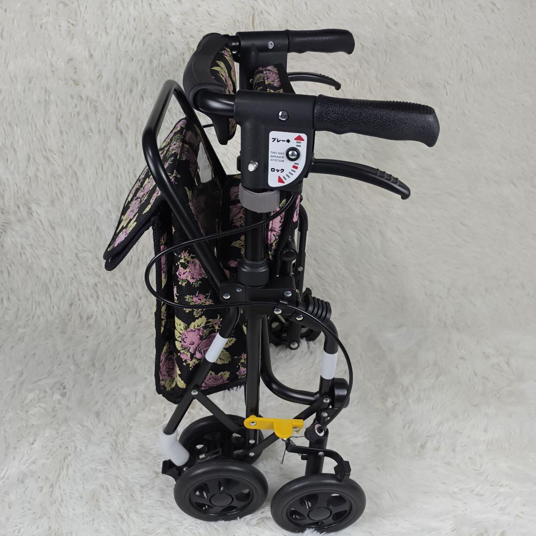 ✨未使用級✨ 島製作所 シルバーカー スカイウォーカーS 折り畳み 黒 花柄