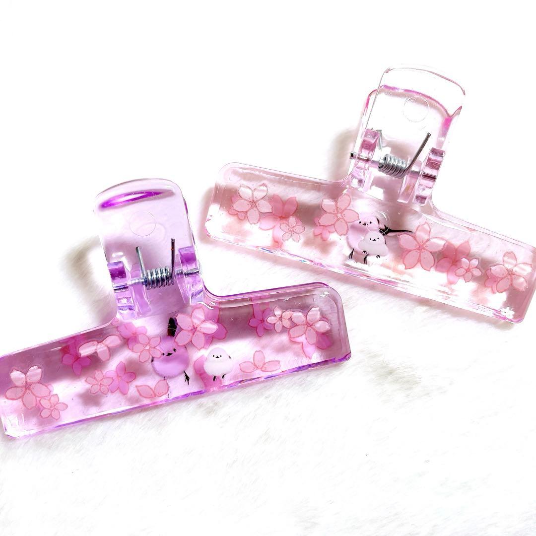 シマエナガ❁⃘*.゜レジンTクリップ 桜✿.*・