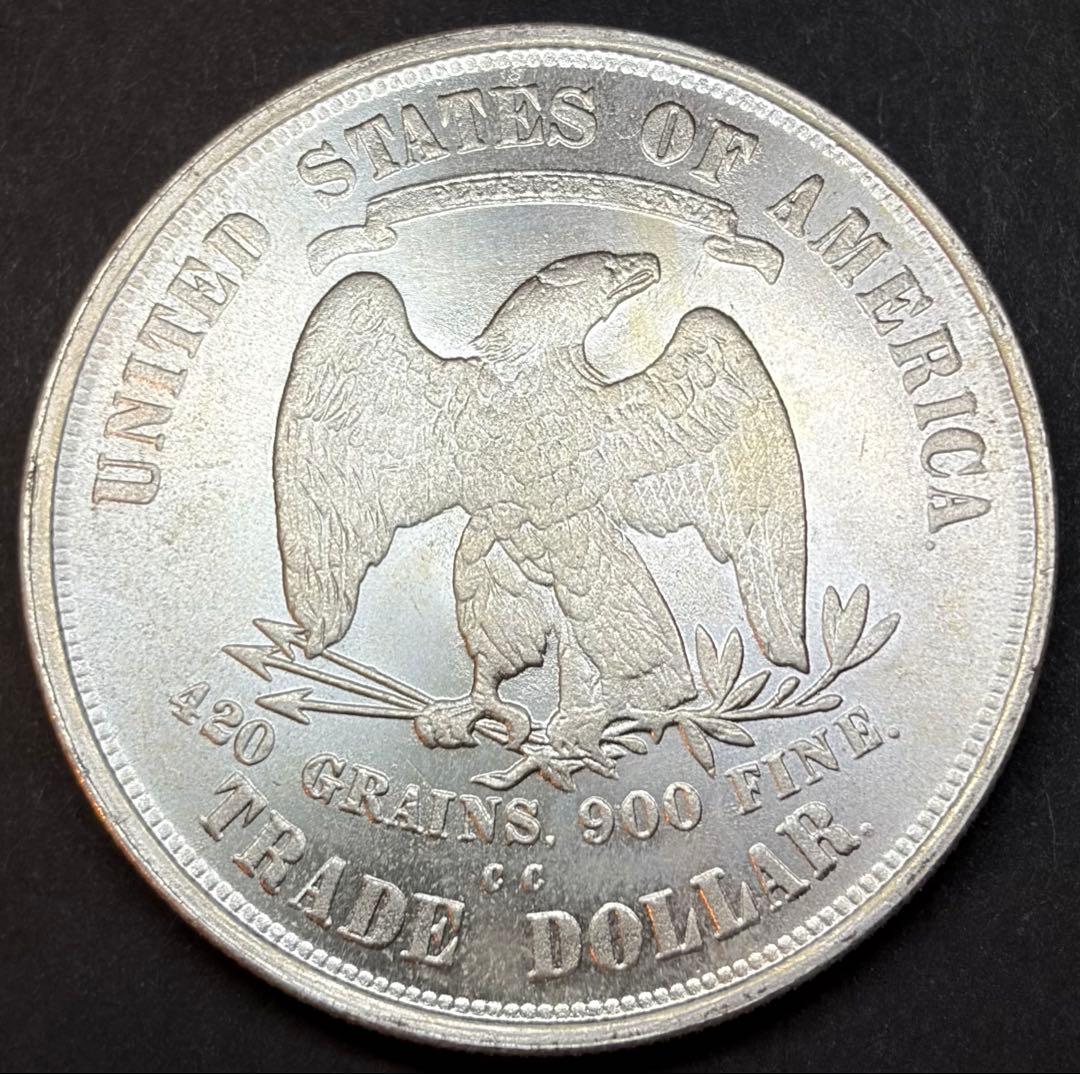 【CC刻印】1875年トレードダラー 銀貨 大型 実測値有
