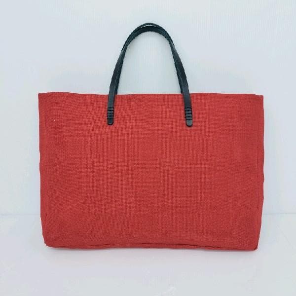 【一点物】ハンドメイド 刺繍 トートバッグ 赤 手作りアートバッグ A4収納可