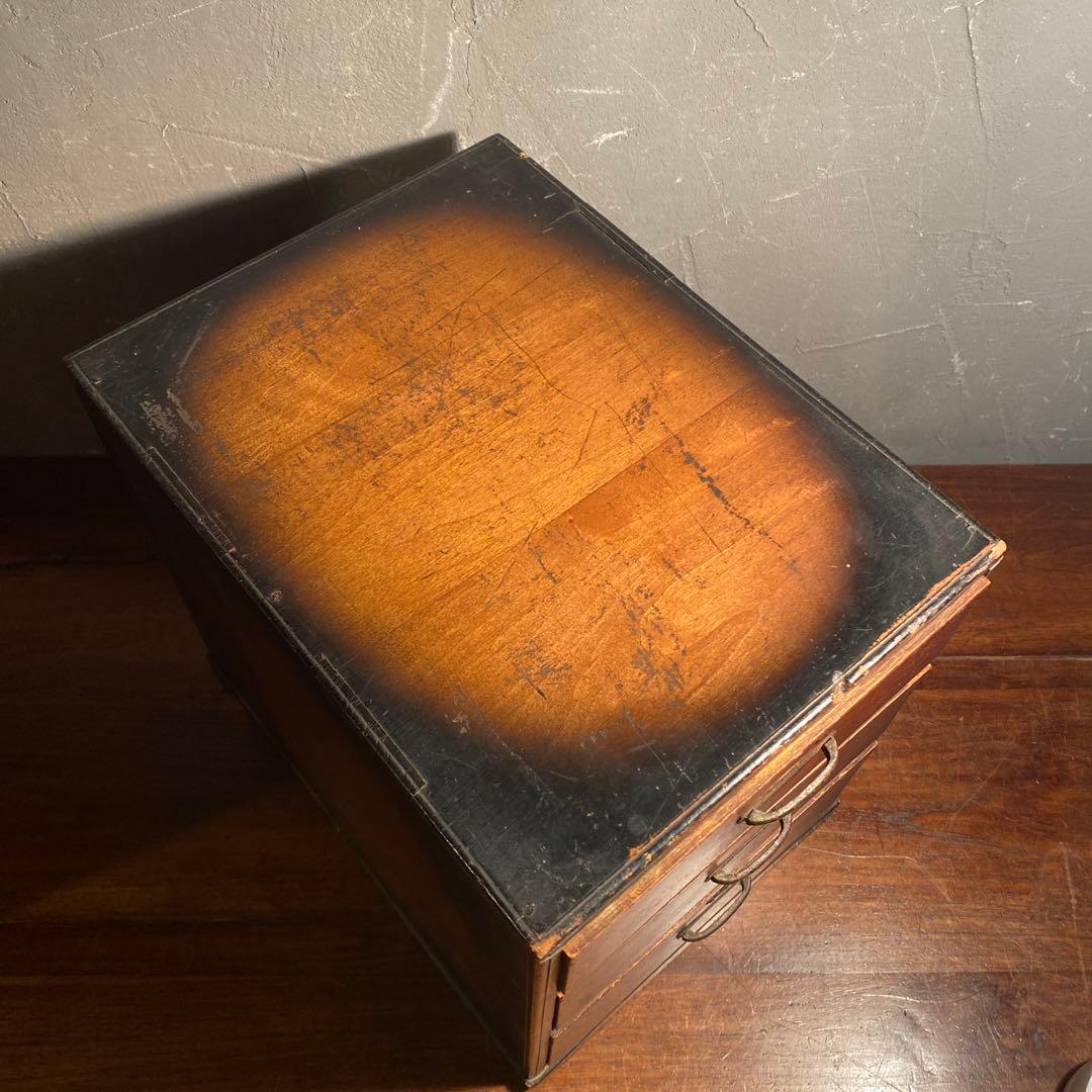 昭和レトロ 時代物 三段小引き出し グラデーション 収納 骨董品