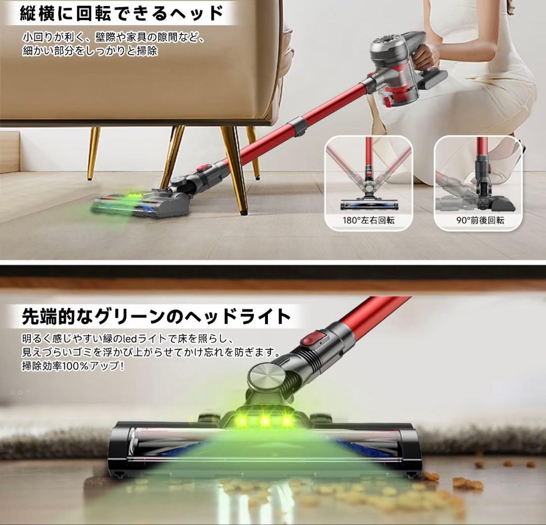 XINSHE A7 充電式コードレス掃除機 スティッククリーナー 45000PA