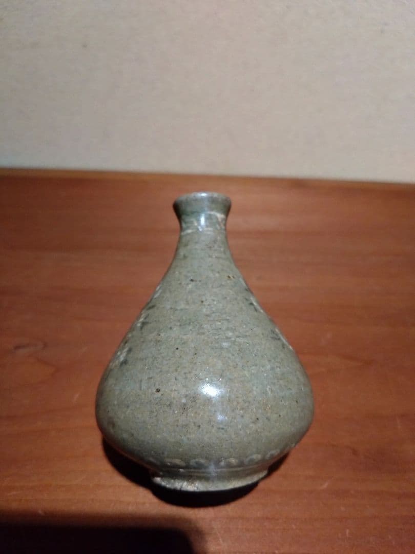 高麗青磁 白黒象嵌 草花紋 小徳利 振り出し
